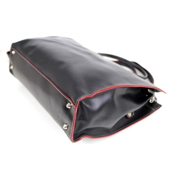 LODIS BLACK RED TRIM GENUINE LEATHER LAPTOP BUSINESS TOTE ORGANIZER SHOULDER BAG - Picture 8 of 16